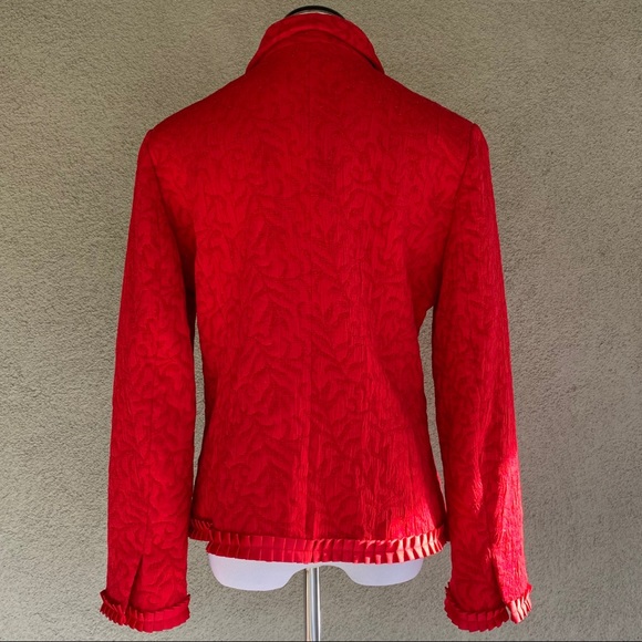 Coldwater Creek Red Jacquard Textured Jacket Large - Picture 4 of 12